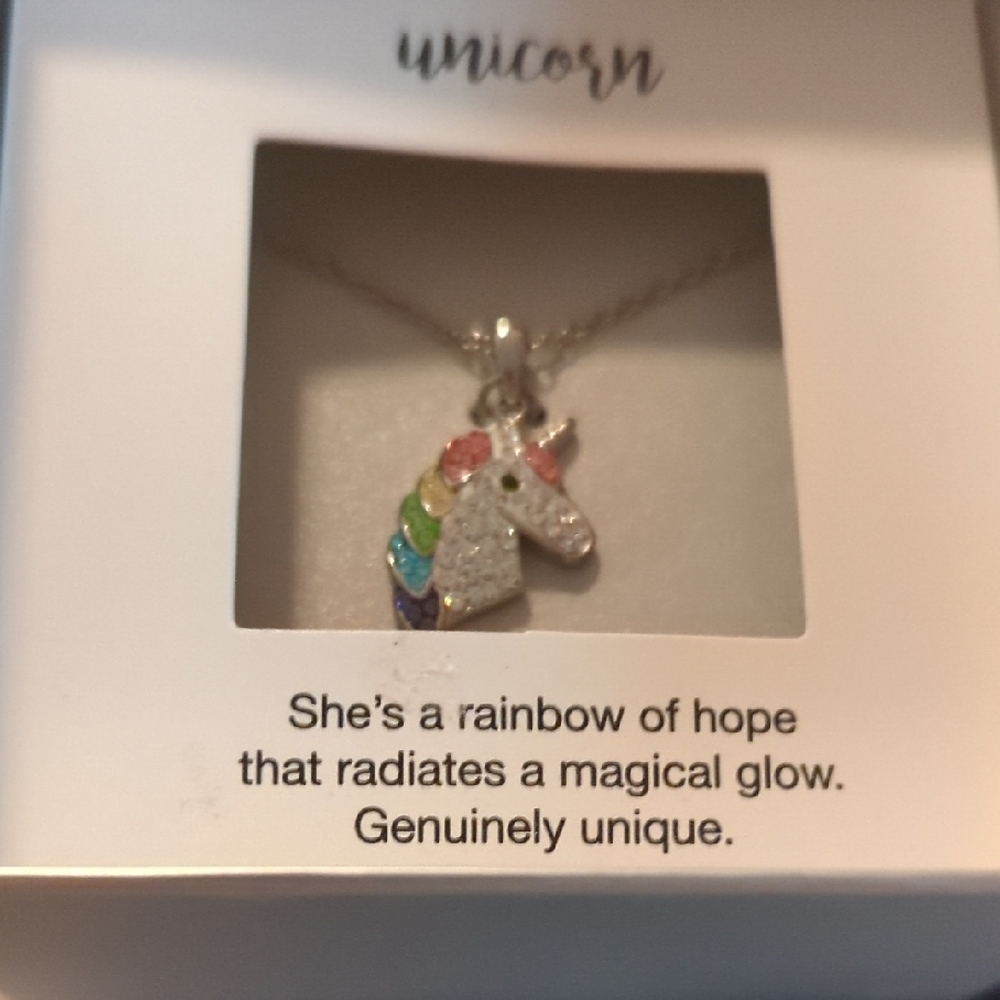 Kohl's Silver Multicolor Unicorn Necklace New. Reduced.SALE